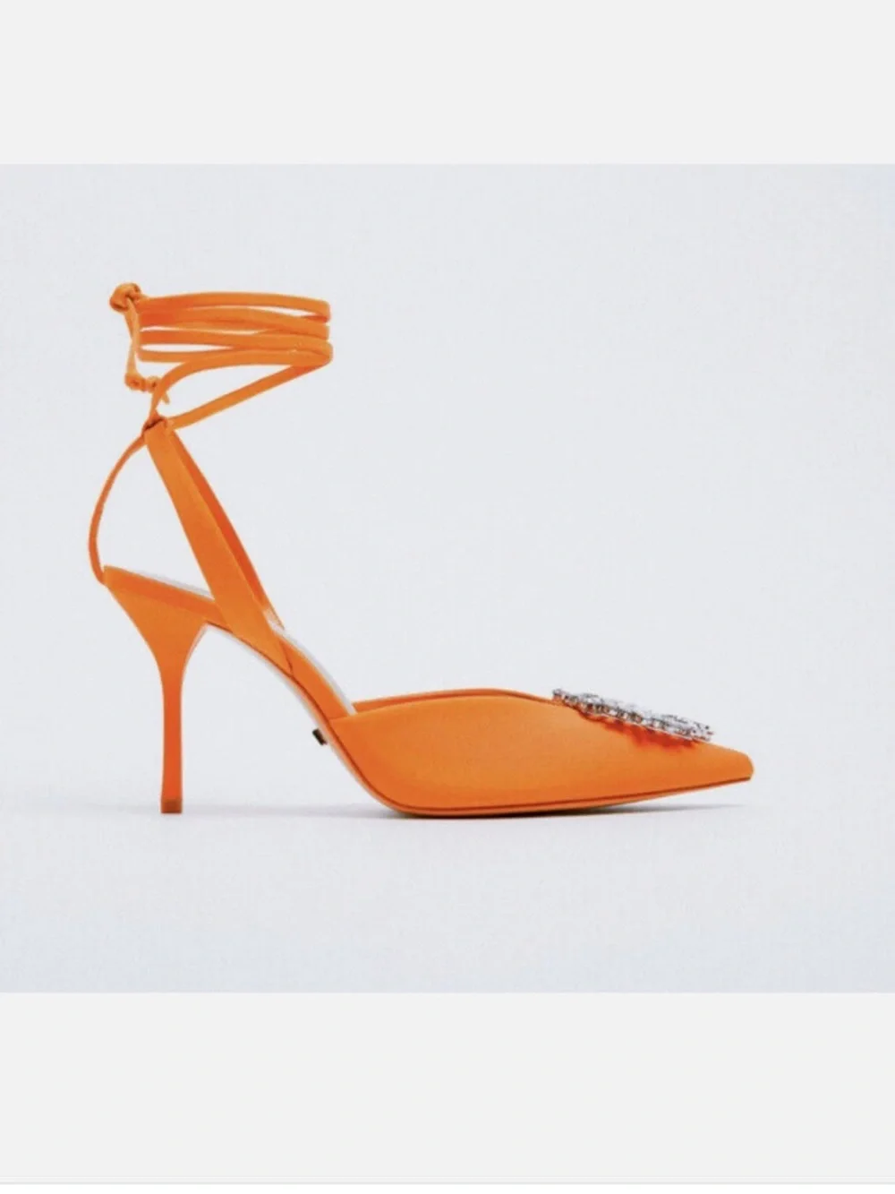 STUNNING New Zara Rhinstone Embellished Strappy Pointed Toes Heels. Sz 38/7.5/8 - Picture 4 of 16